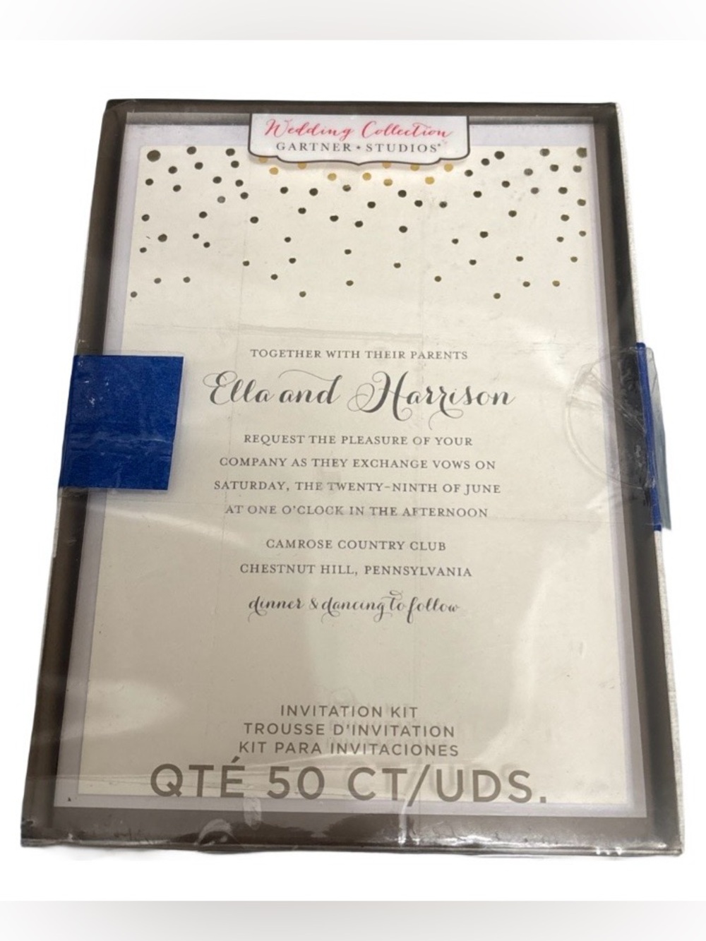 Gartner Studios Wedding Invitation Kit with Gold Foil Confetti 50 Ct NEW